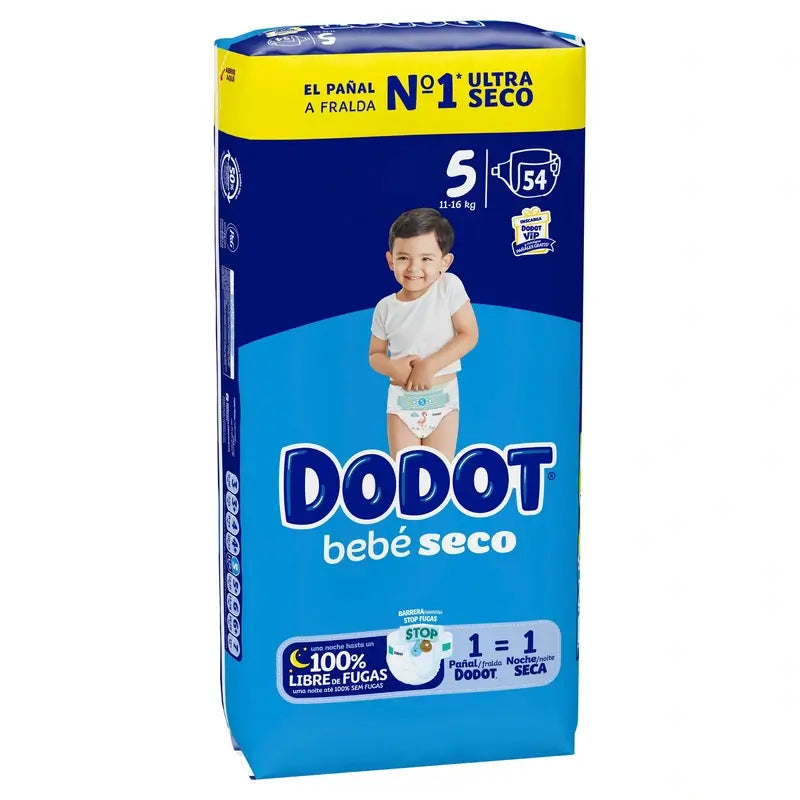 Dodot Baby Dry Taille 5 (11-16 Kg), 54 couches