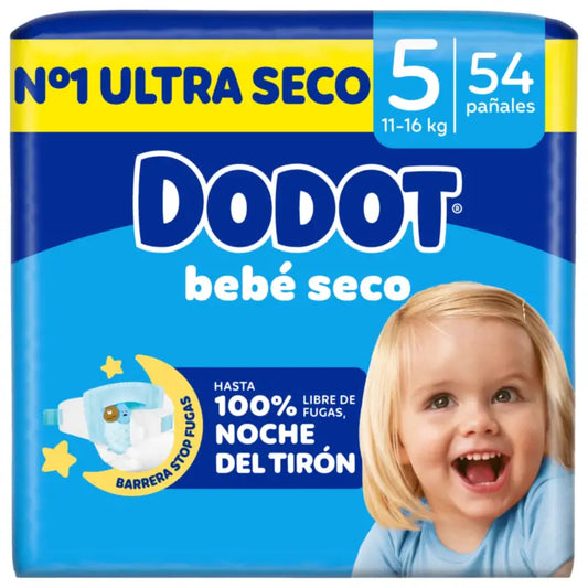 Dodot Baby Dry Taille 5 (11-16 Kg), 54 couches