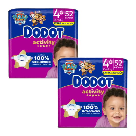 Dodot Activity Taille 4+ (10-15Kg), 52 couches