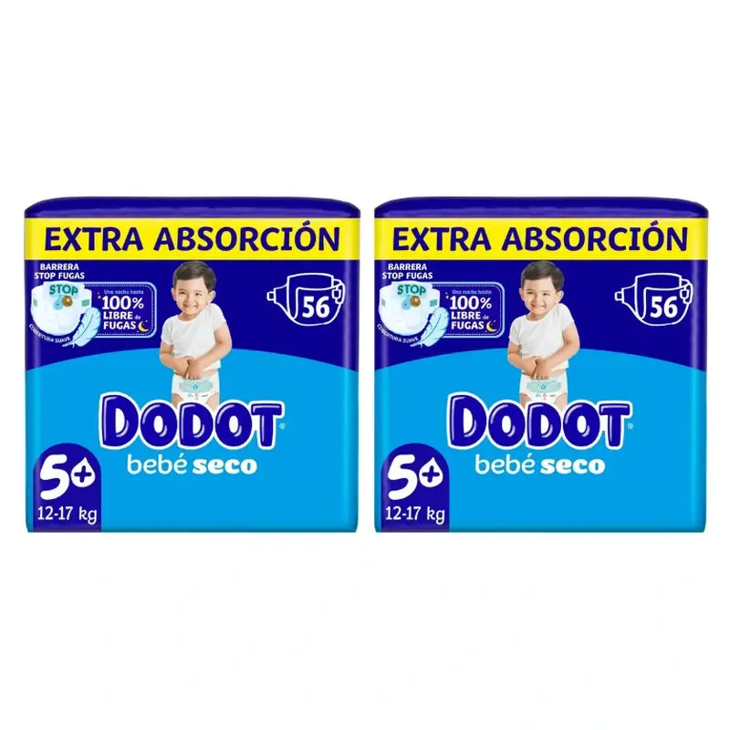Dodot Baby Dry Baby Taille 5 Extra Jumbo, 2x56 Couches