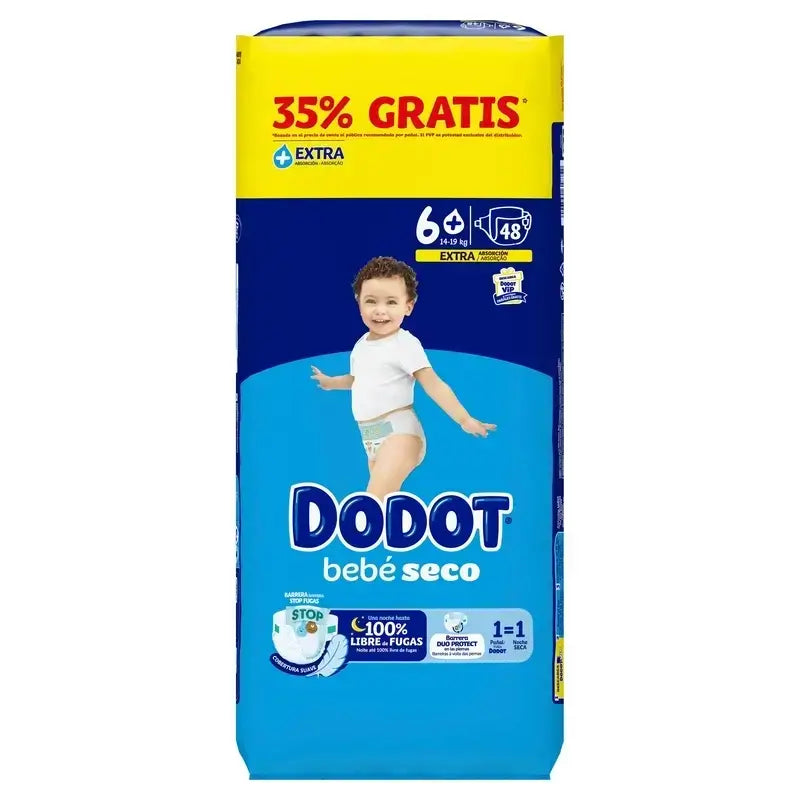 Dodot Baby Dry Taille 6+ (+14 Kg), 2x48 couches