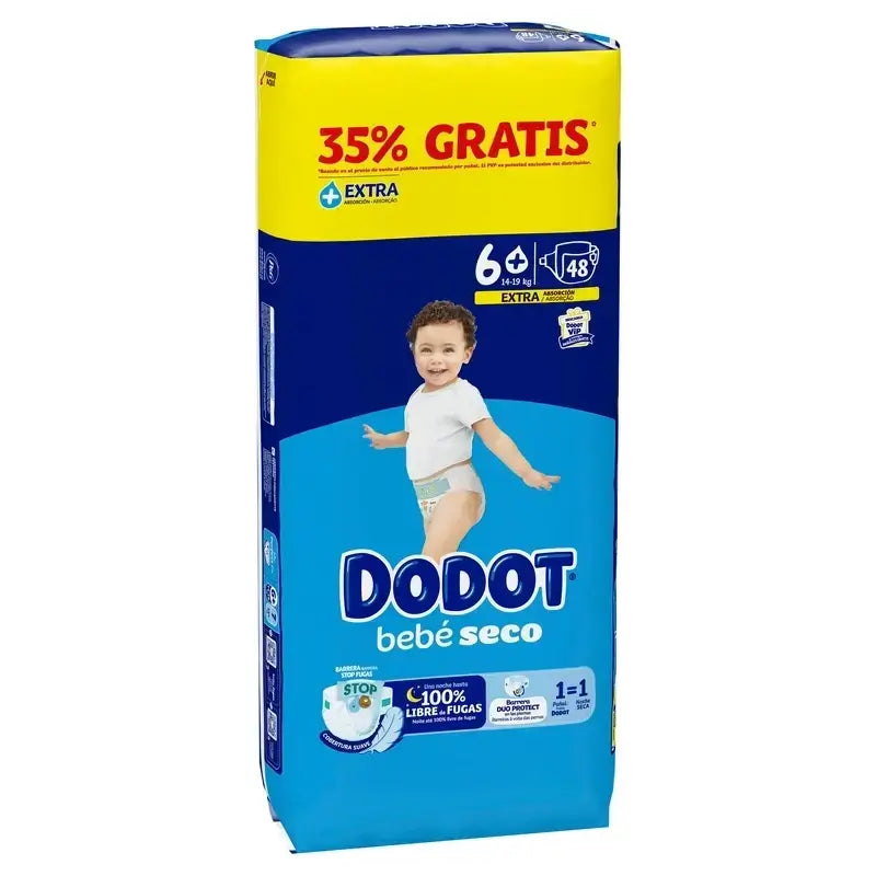 Dodot Baby Dry Taille 6+ (+14 Kg), 2x48 couches