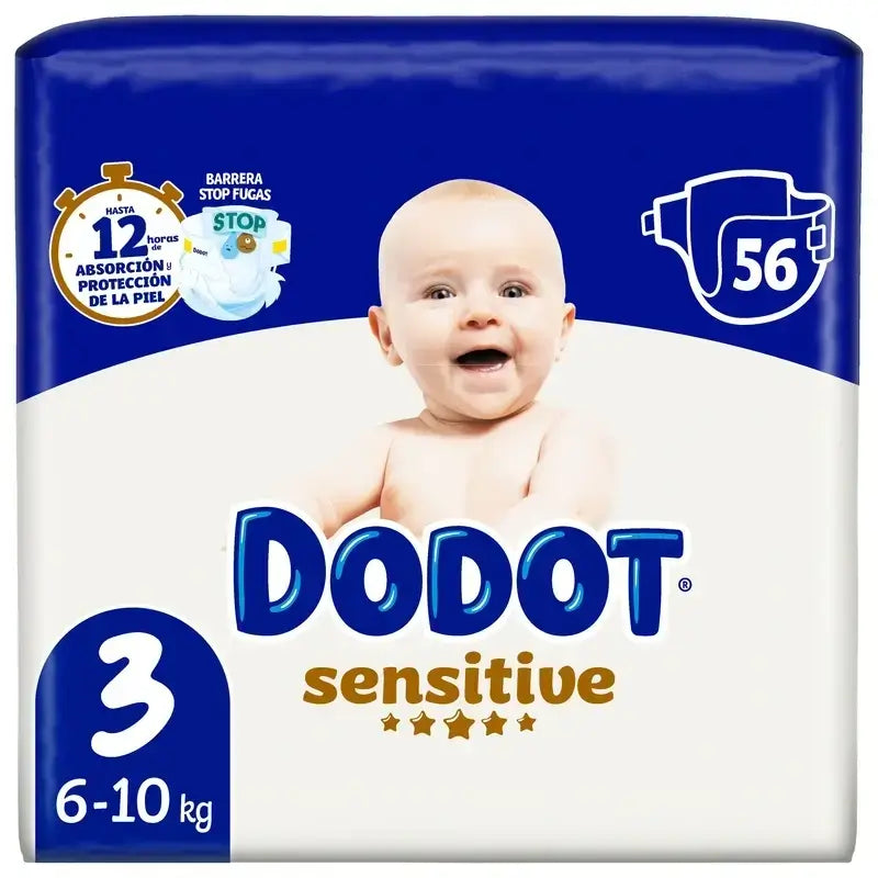 Dodot Sensitive Taille 3 (6-10 Kg), 112 couches