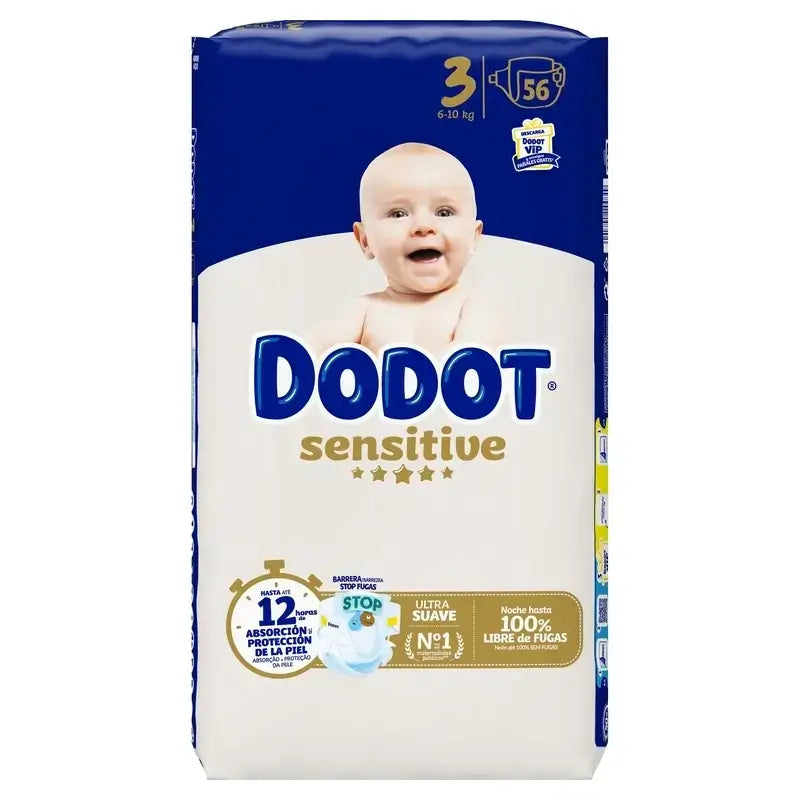 Dodot Sensitive Taille 3 (6-10 Kg), 112 couches
