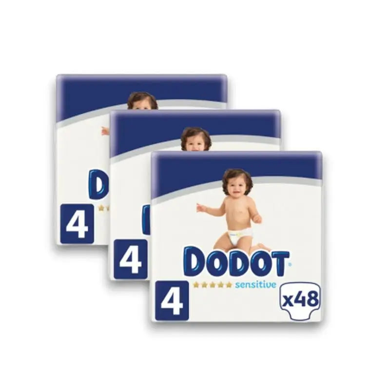 Dodot Pack 3X Sensitive Nappy Size 4 (6-10 Kg), 144 Units