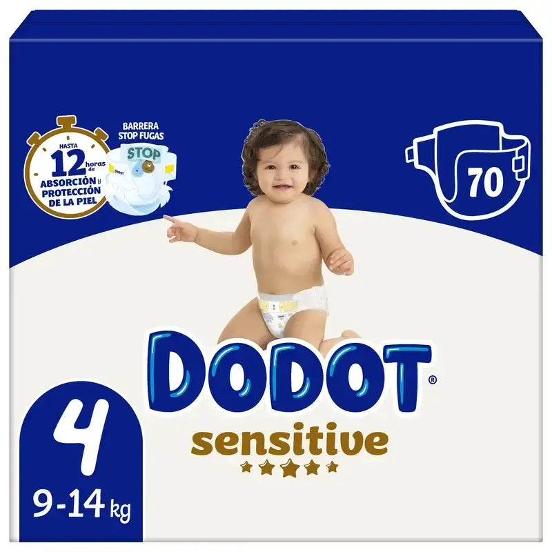 Dodot Sensitive Taille 4 Pour Bébé, 9 Kg, 14 Kg, 210 Couches