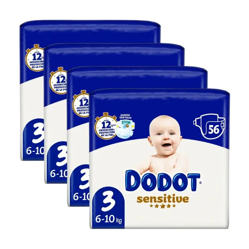 Dodot Sensitive Taille 3 (6-10 Kg), 224 couches