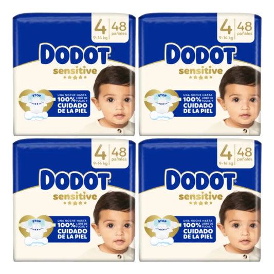 Dodot Sensitive Taille 4 (9-14 Kg), 192 couches