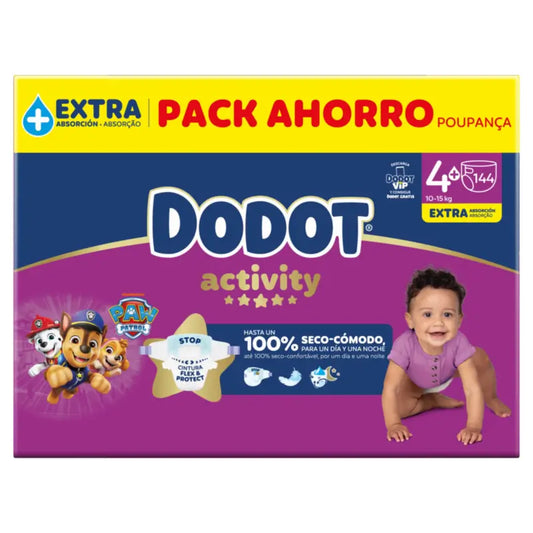 Dodot Activity Taille 4+, 10kg-15kg, 144 couches