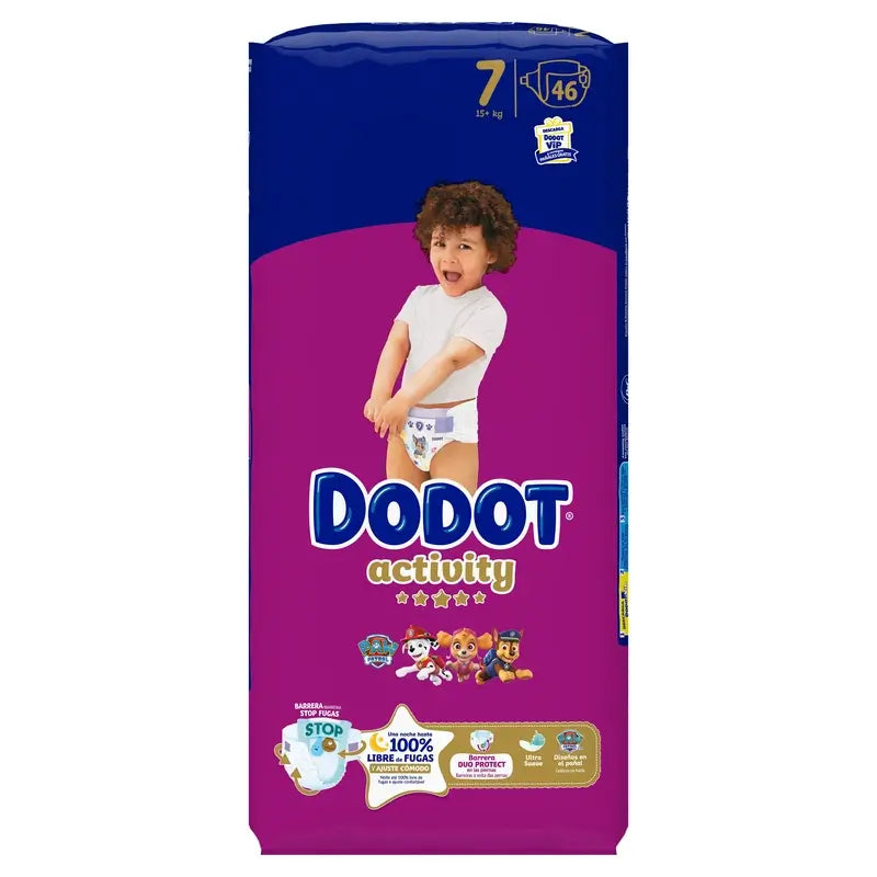 Dodot Activity Taille 7, 15kg+, 46 couches