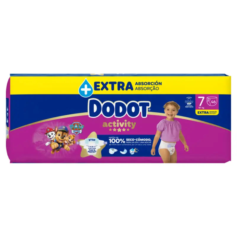 Dodot Activity Taille 7, 15kg+, 46 couches