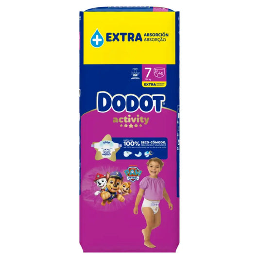 Dodot Activity Taille 7, 15kg+, 46 couches