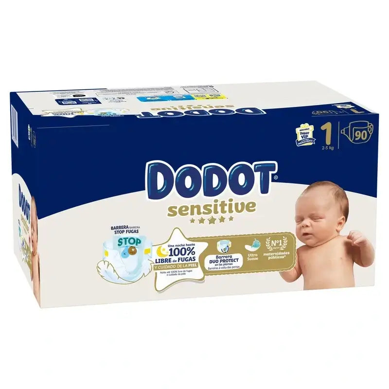 Dodot Sensitive Jumbo Sensitive Nappy Pack Taille 1, 2x90 unités