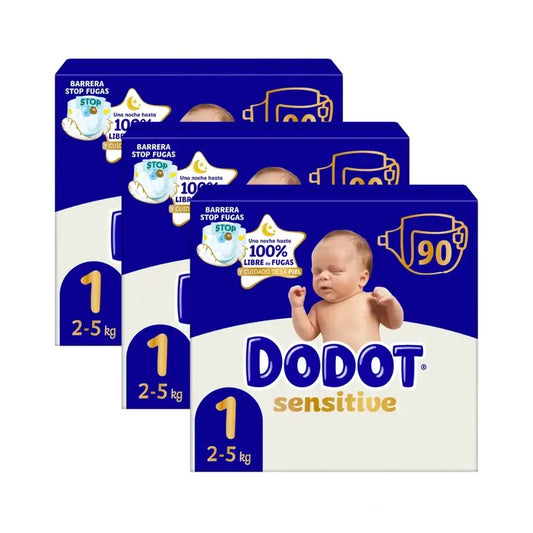 Dodot Sensitive Jumbo Sensitive Nappy Pack Size 1 , 3X90 Units
