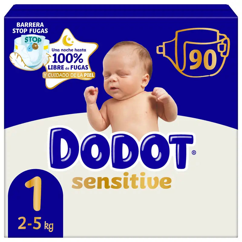 Dodot Sensitive Taille 1, 2kg-5kg, 90 couches