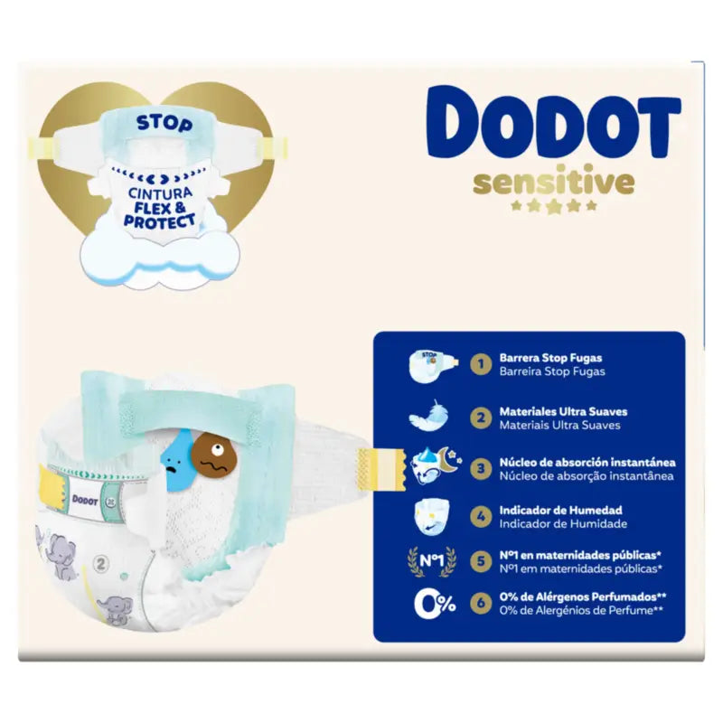 Dodot Sensitive Taille 2, 4kg-8kg, 88 couches