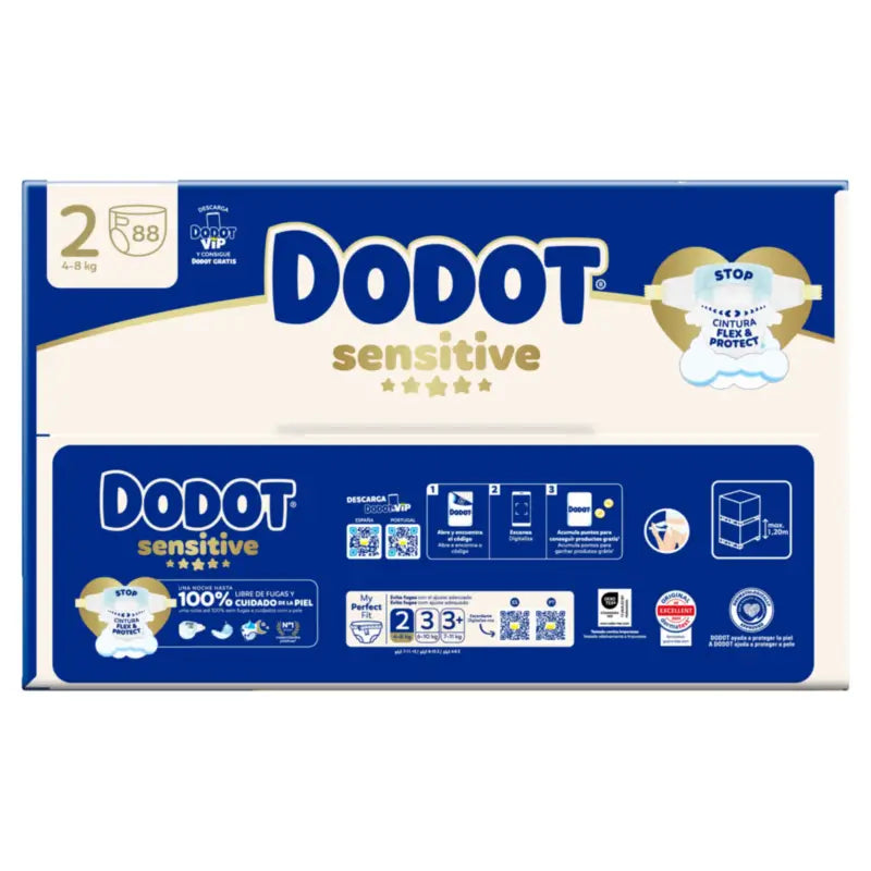 Dodot Sensitive Taille 2, 4kg-8kg, 88 couches