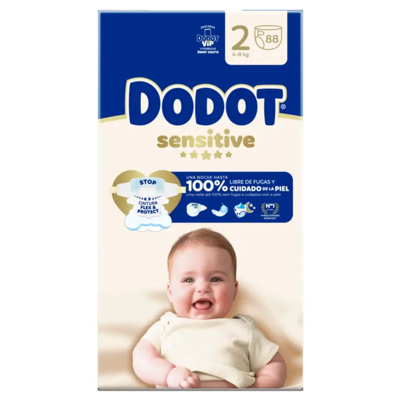 Dodot Sensitive Taille 2, 4kg-8kg, 88 couches
