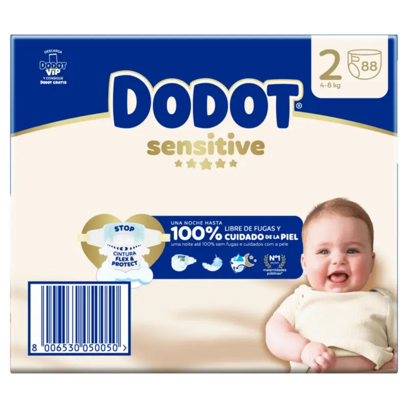Dodot Sensitive Taille 2, 4kg-8kg, 88 couches
