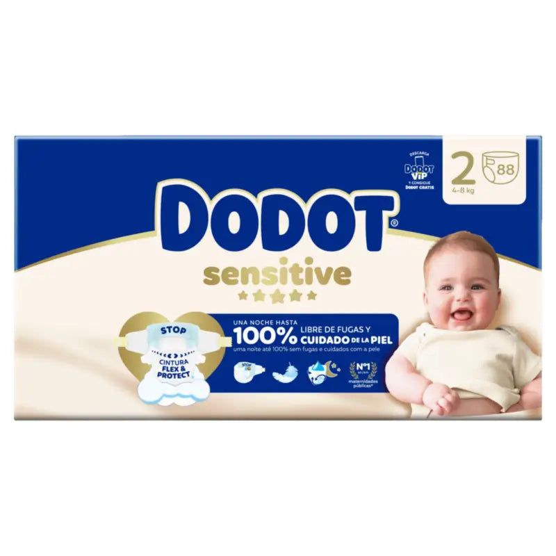 Dodot Sensitive Taille 2, 4kg-8kg, 88 couches