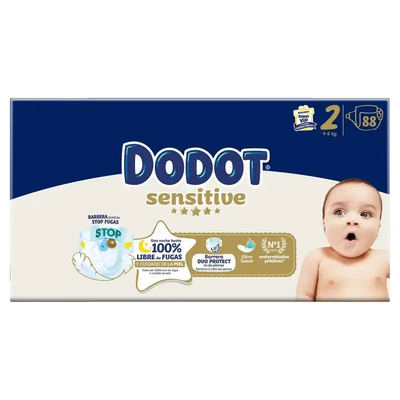 Dodot Sensitive Jumbo Sensitive Nappy Pack Size 2 , 2x88 unités + Aqua Plastic Free Wipes Box 6X48 (288 unités)