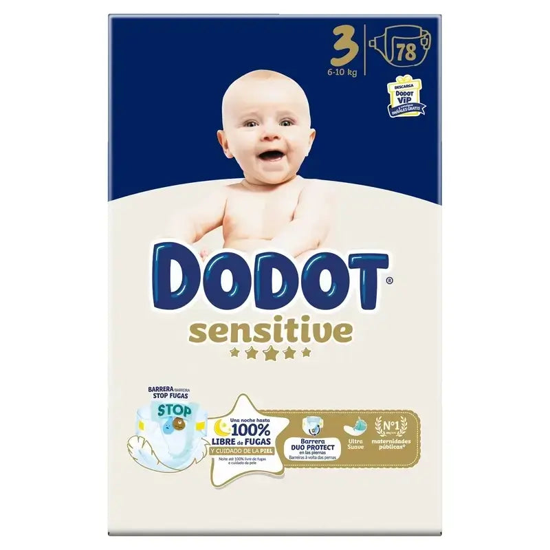 Dodot Sensitive Jumbo Sensitive Nappy Pack Size 3, 2x78 unités