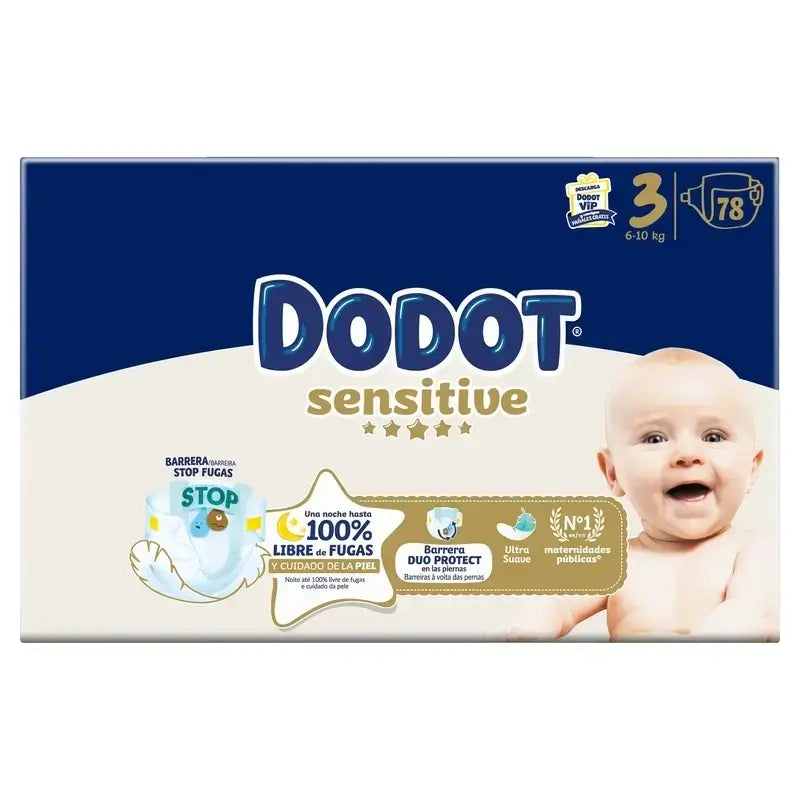 Dodot Sensitive Jumbo Sensitive Nappy Pack Size 3, 2x78 unités