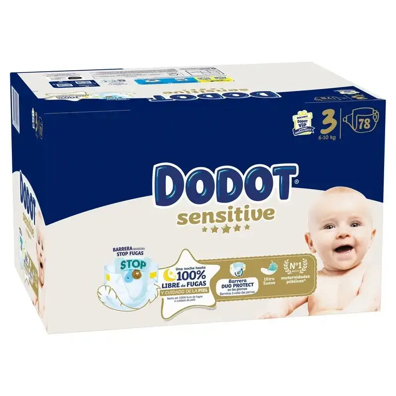 Dodot Sensitive Jumbo Sensitive Nappy Pack Size 3 , 2x78 unités + Aqua Plastic Free Wipes Box 6X48 (288 unités)