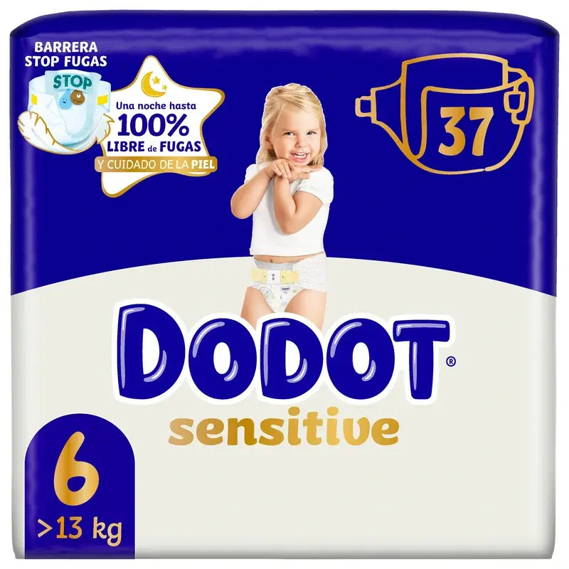 Dodot Sensitive Taille 6, >13kg, 37 couches