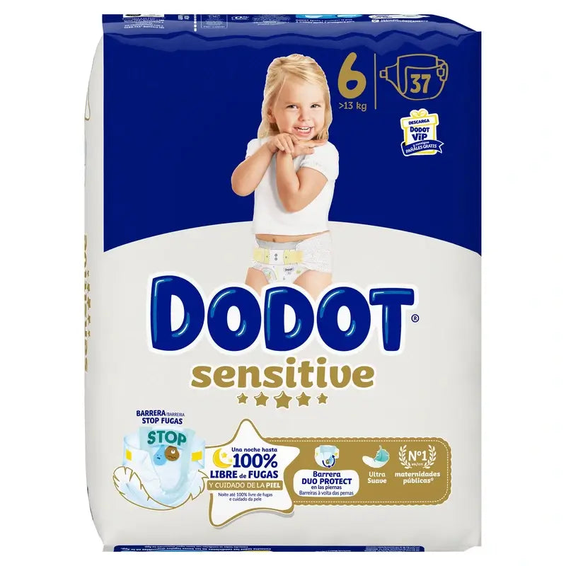 Dodot Sensitive Taille 6, >13kg, 37 couches