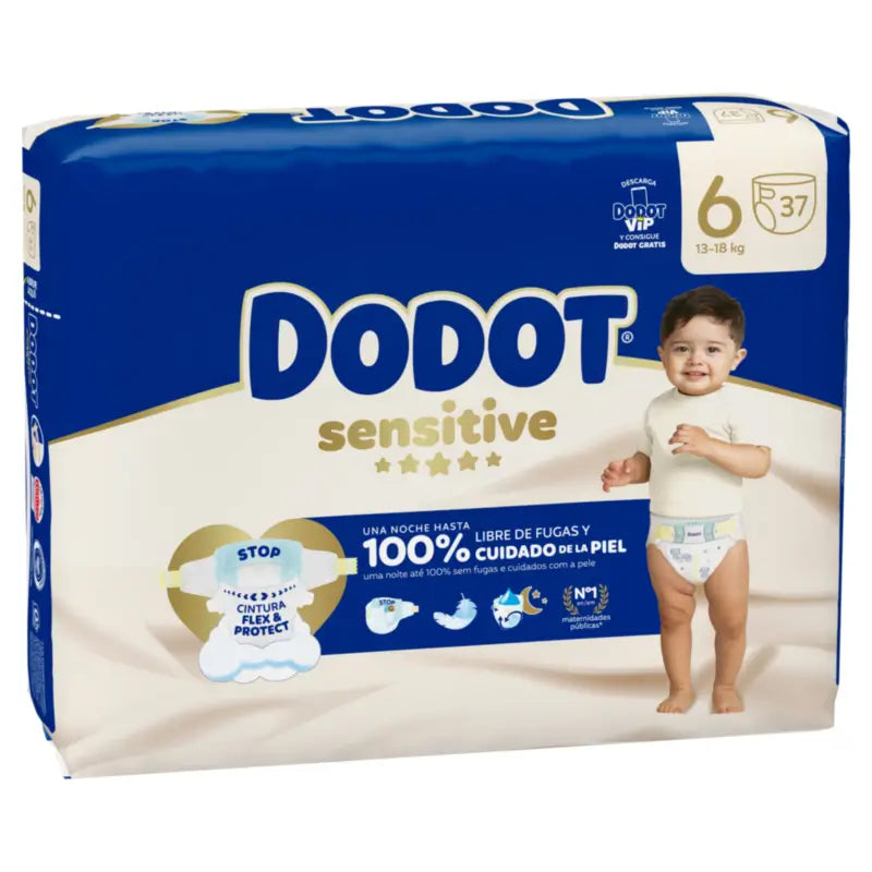 Dodot Sensitive Taille 6, >13kg, 37 couches