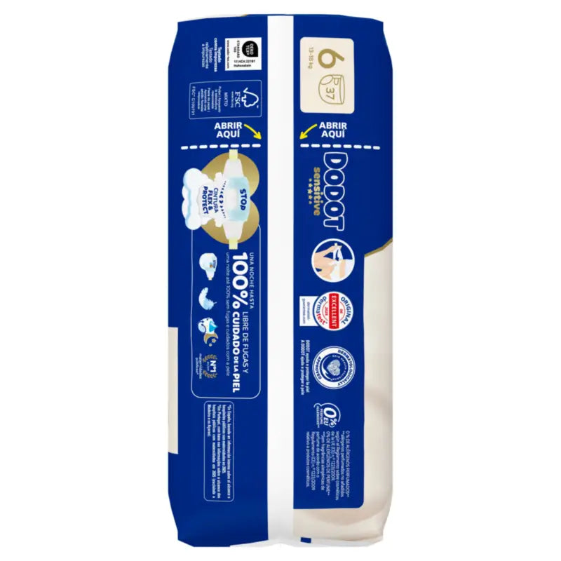 Dodot Sensitive Taille 6, >13kg, 37 couches