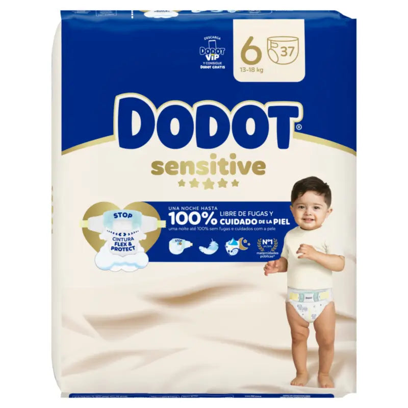 Dodot Sensitive Taille 6, >13kg, 37 couches
