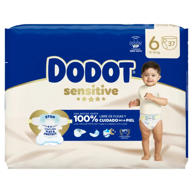 Dodot Sensitive Taille 6, >13kg, 37 couches