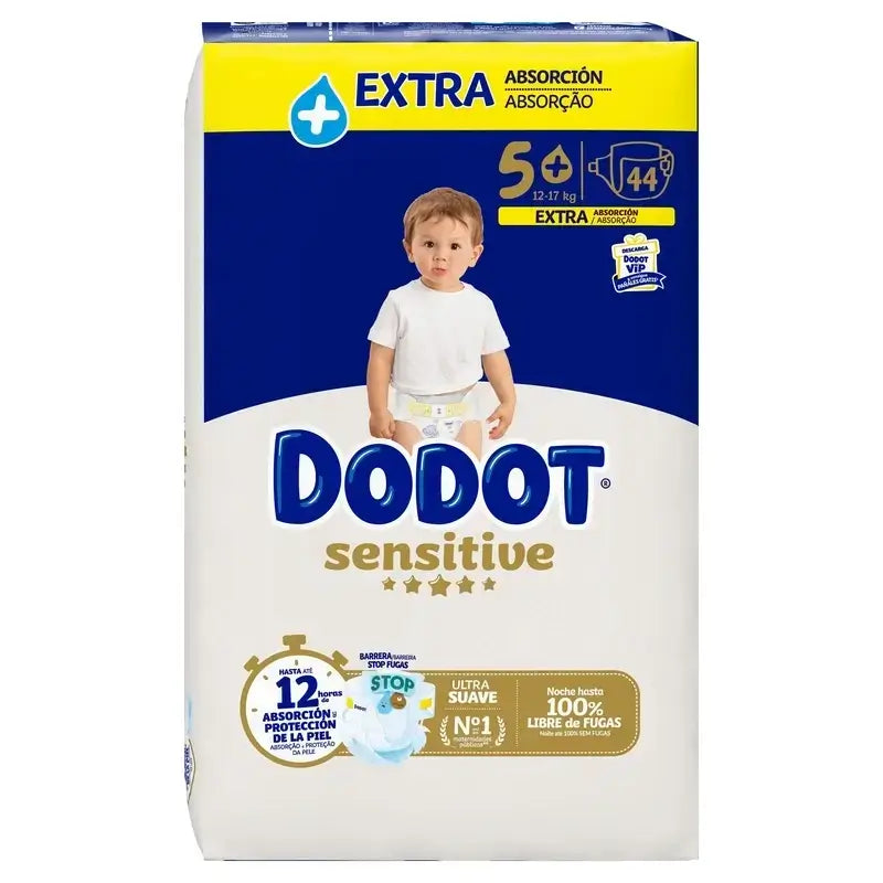 Dodot Sensitive Taille 5, 2 x 44 couches + 288 lingettes Pure Aqua.
