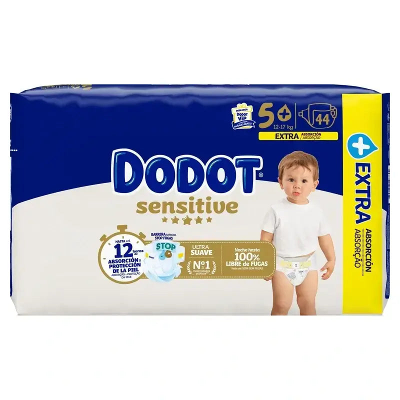 Dodot Sensitive Taille 5, 2 x 44 couches + 288 lingettes Pure Aqua.