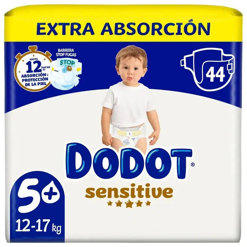 Dodot Sensitive Taille 5, 2 x 44 couches + 288 lingettes Pure Aqua.