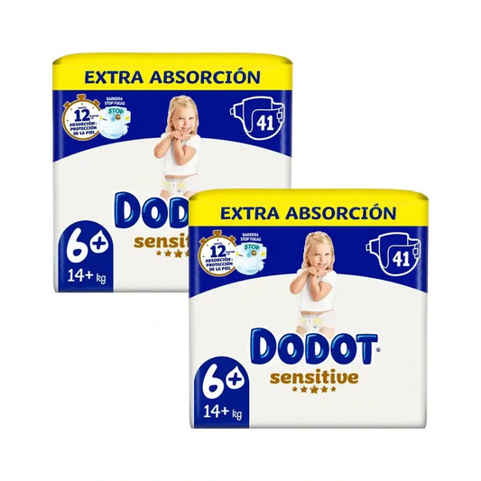 Dodot Sensitive Taille 6 Extra-Jumbo, paquet de 2 x 41 couches