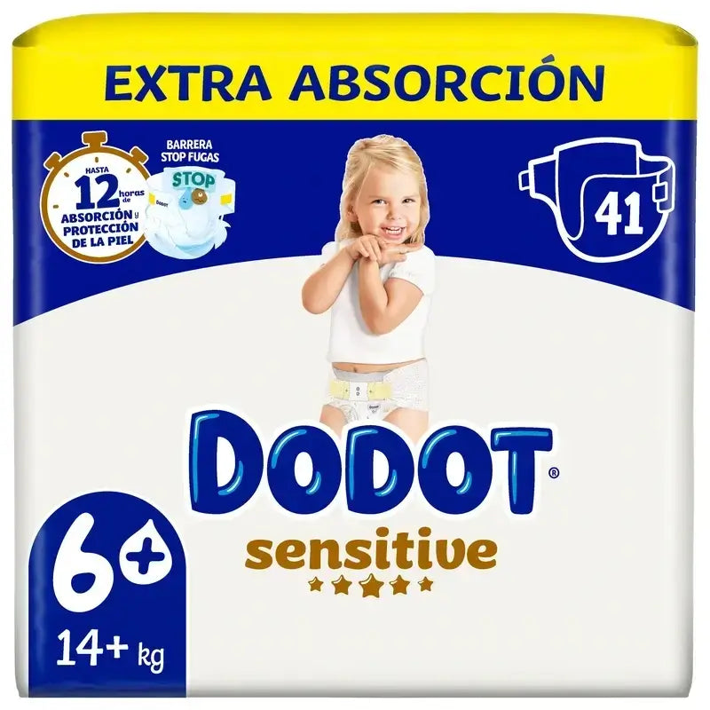 Dodot Sensitive Taille 6 Extra-Jumbo, 3 x 41 couches