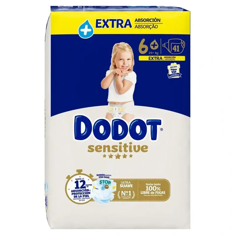 Dodot Sensitive Taille 6 Extra-Jumbo, 3 x 41 couches