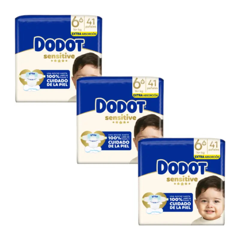 Dodot Sensitive Taille 6 Extra-Jumbo, 3 x 41 couches