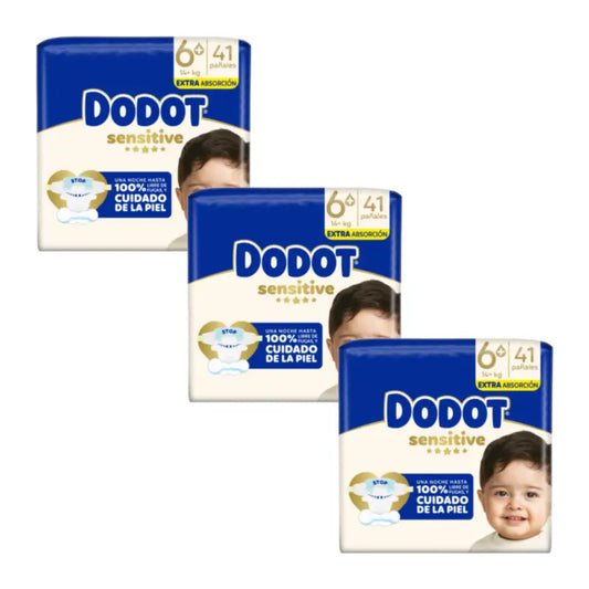 Dodot Sensitive Taille 6 Extra-Jumbo, 3 x 41 couches