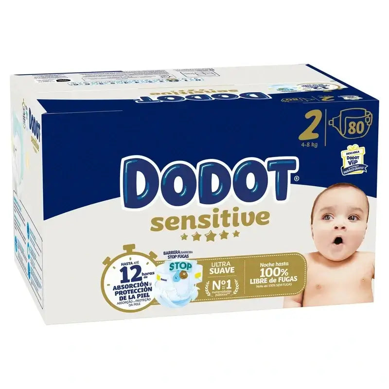 Boîte de 4 x 80 couches Dodot Sensitive Taille 2