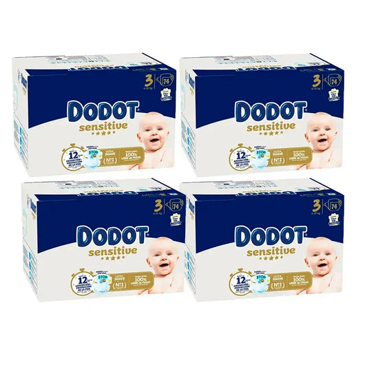 Boîte Dodot Sensitive Taille 3, 4 x 74 couches