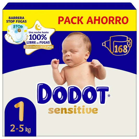 Dodot Sensitive Taille 1, Couches, 2Kg-5Kg , 168 pcs