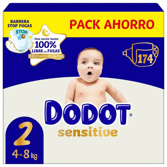 Dodot Sensitive Taille 2, Couches, 4Kg-8Kg , 174 pcs