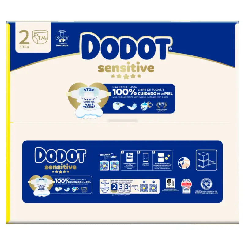 Dodot Sensitive Taille 2, Couches, 4Kg-8Kg , 174 pcs