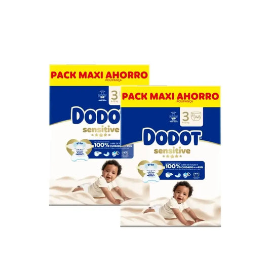 Dodot Sensitive taille 3, couches pour 6 à 10 kg, lot de 2 x 148