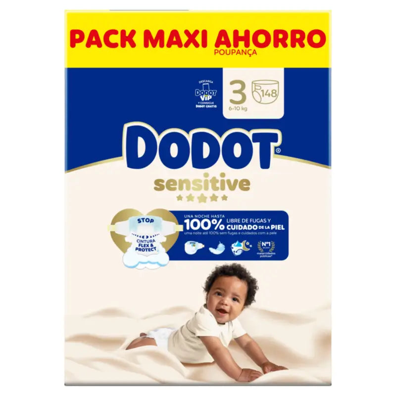 Dodot Sensitive Taille 3, Couches, 6Kg-10Kg , 148 pcs