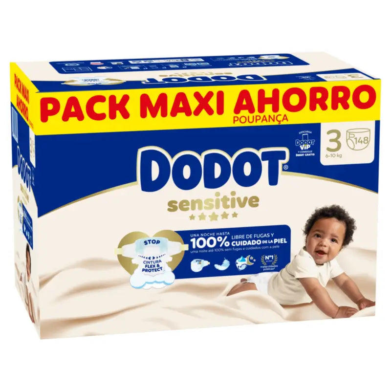 Dodot Sensitive Taille 3, Couches, 6Kg-10Kg , 148 pcs